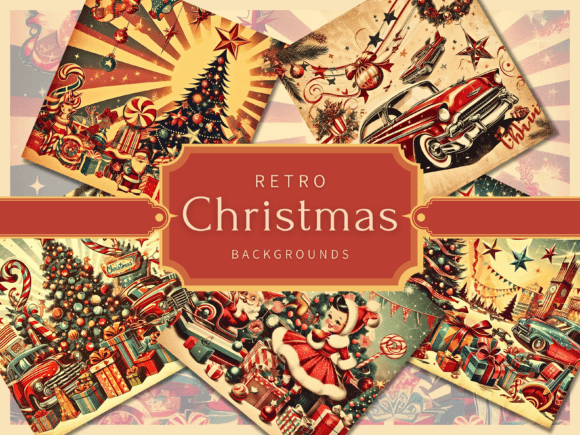 24 American Retro Christmas Backgrounds