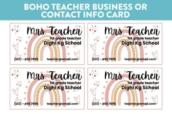 Editable Boho Teacher Business Card