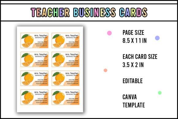 Orange Teacher Business Card