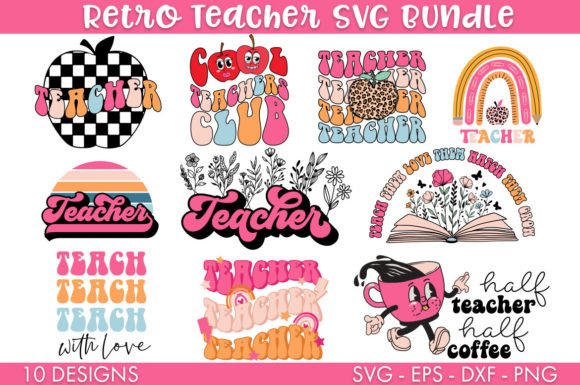 Retro Teacher SVG Bundle PNG: Vintage-Inspired Design Assets for Educators and Makers