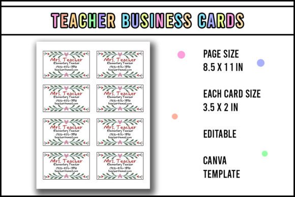 Teacher Business Card Editable Template