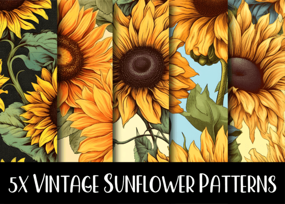 Vintage Sunflower Flower Patterns